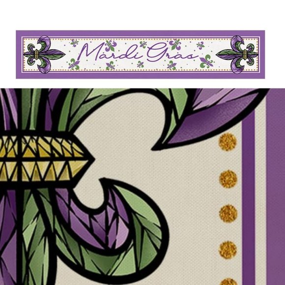 Mardi Gras Table Runner Fleur De Lis Party Decor Cottage Dining Decorative Cloth - Picture 6 of 8